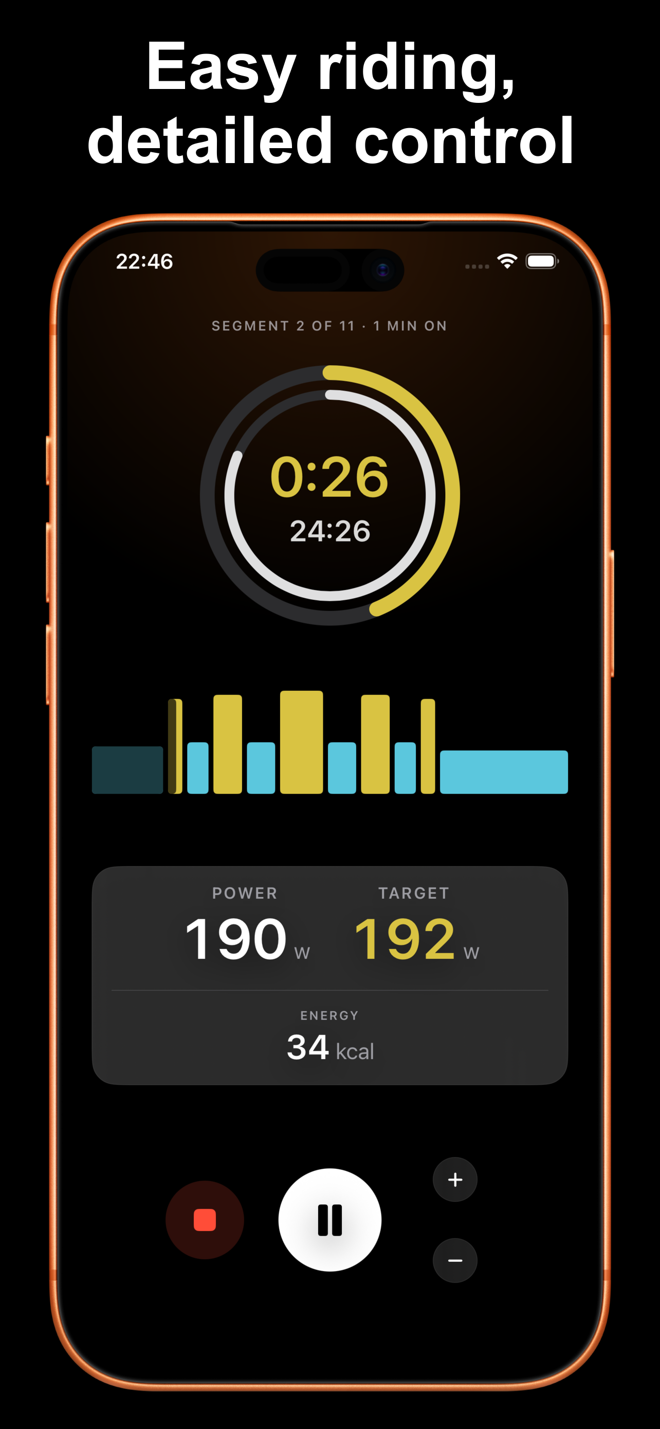 WattBird: easy riding, detailed control — live workout screen