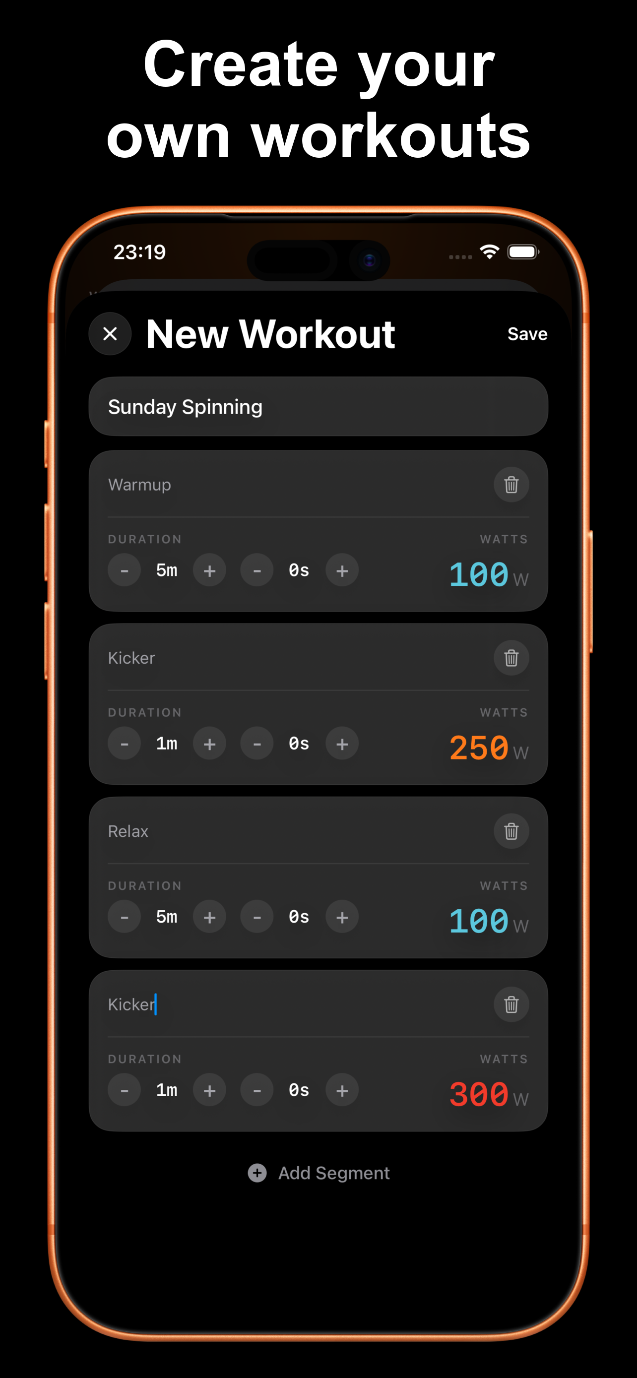 WattBird: create your own workouts — custom workout builder